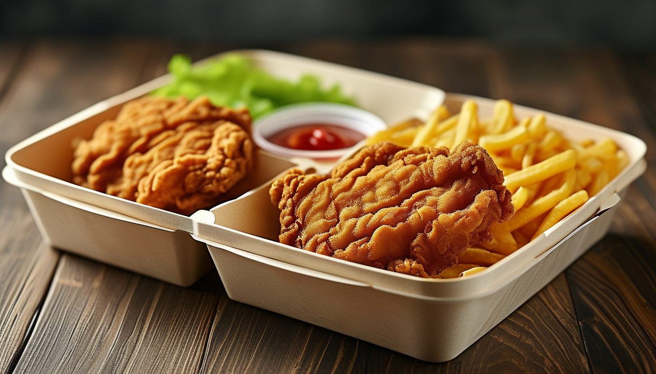 Bamboo Fiber Lunch Box For Fast Food Burger And Fried Chicken Takeout