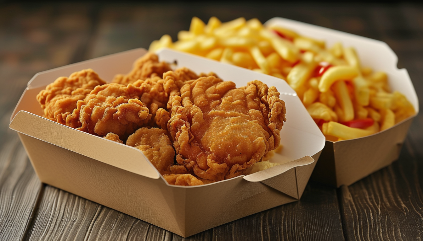 Eco Friendly Food Packaging For Fast Food Burger And Fried Chicken Takeout