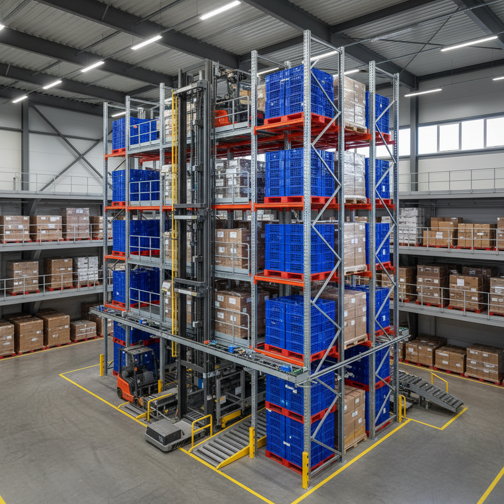 Upright Machine For Vertical Industrial Heavy Pallet Storage In Multi-level Logistics Distribution Warehouses