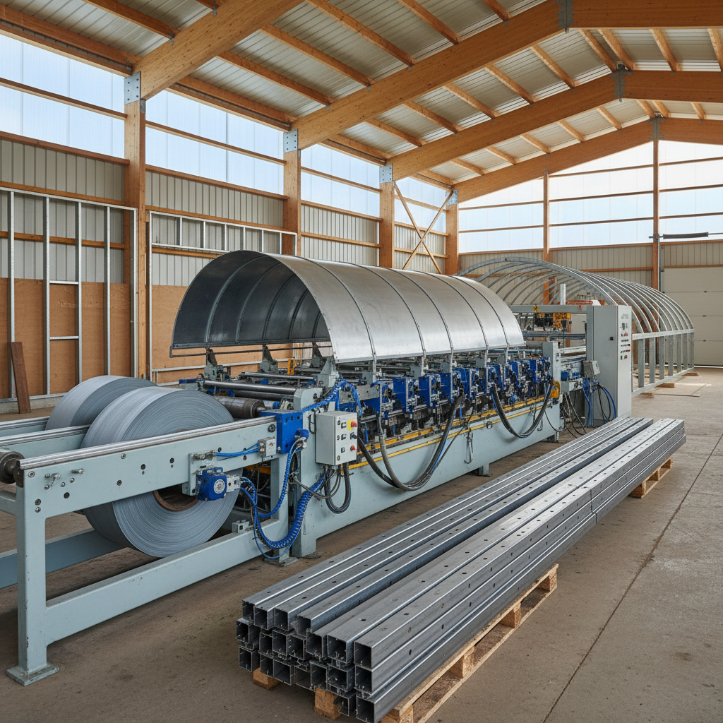 Metal Forming Machine For Structural Roof Framing And Wall Cladding Support In Modern Agricultural Barns