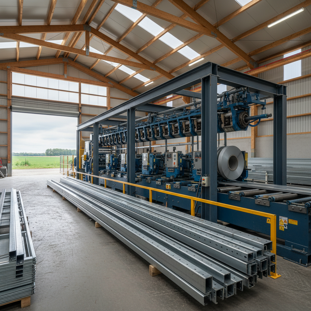 Cold Roll Forming Machine For Structural Roof Framing And Wall Cladding Support In Modern Agricultural Barns
