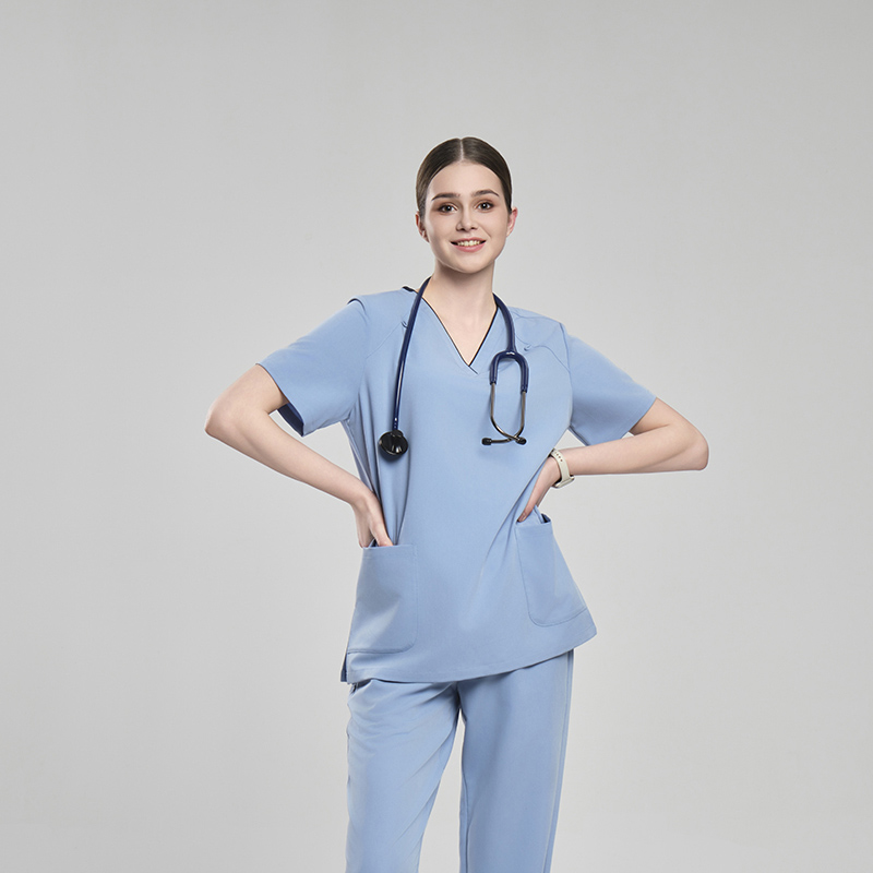 Light Blue Sanxia Scrubs Women Set for Clinics