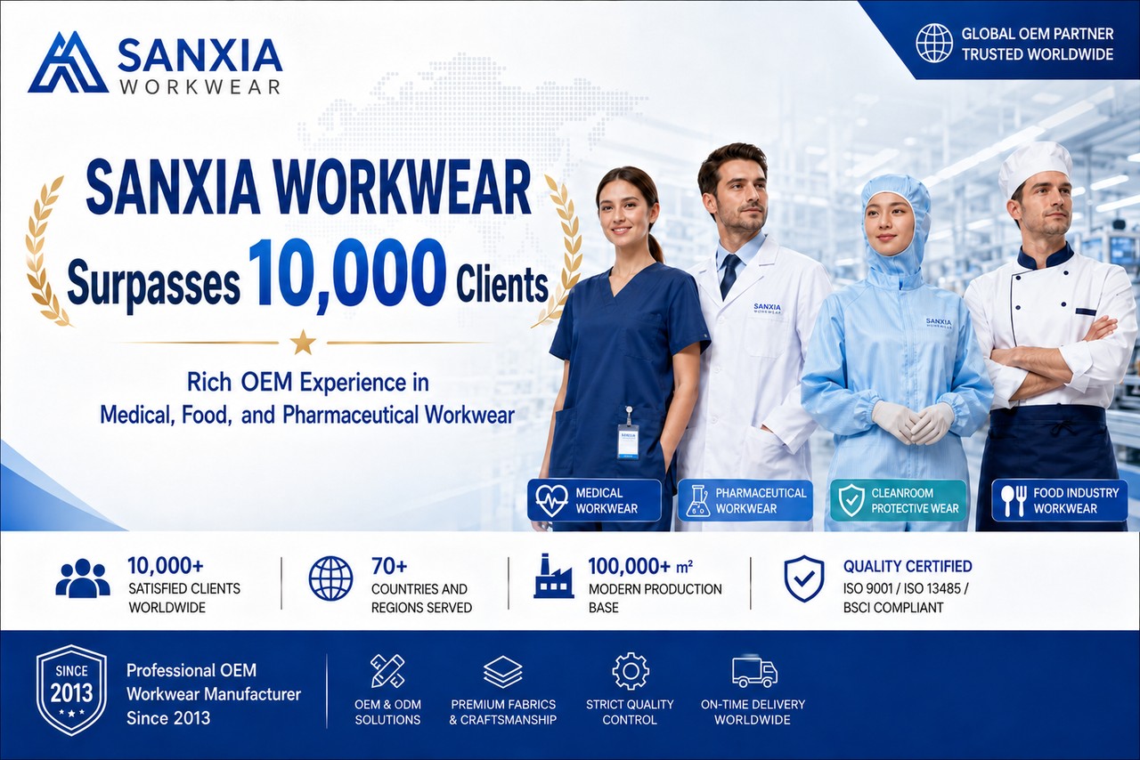 SANXIA WORKWEAR Surpasses 10,000 Clients, Rich OEM Experience in Medical, Food, and Pharmaceutical Workwear