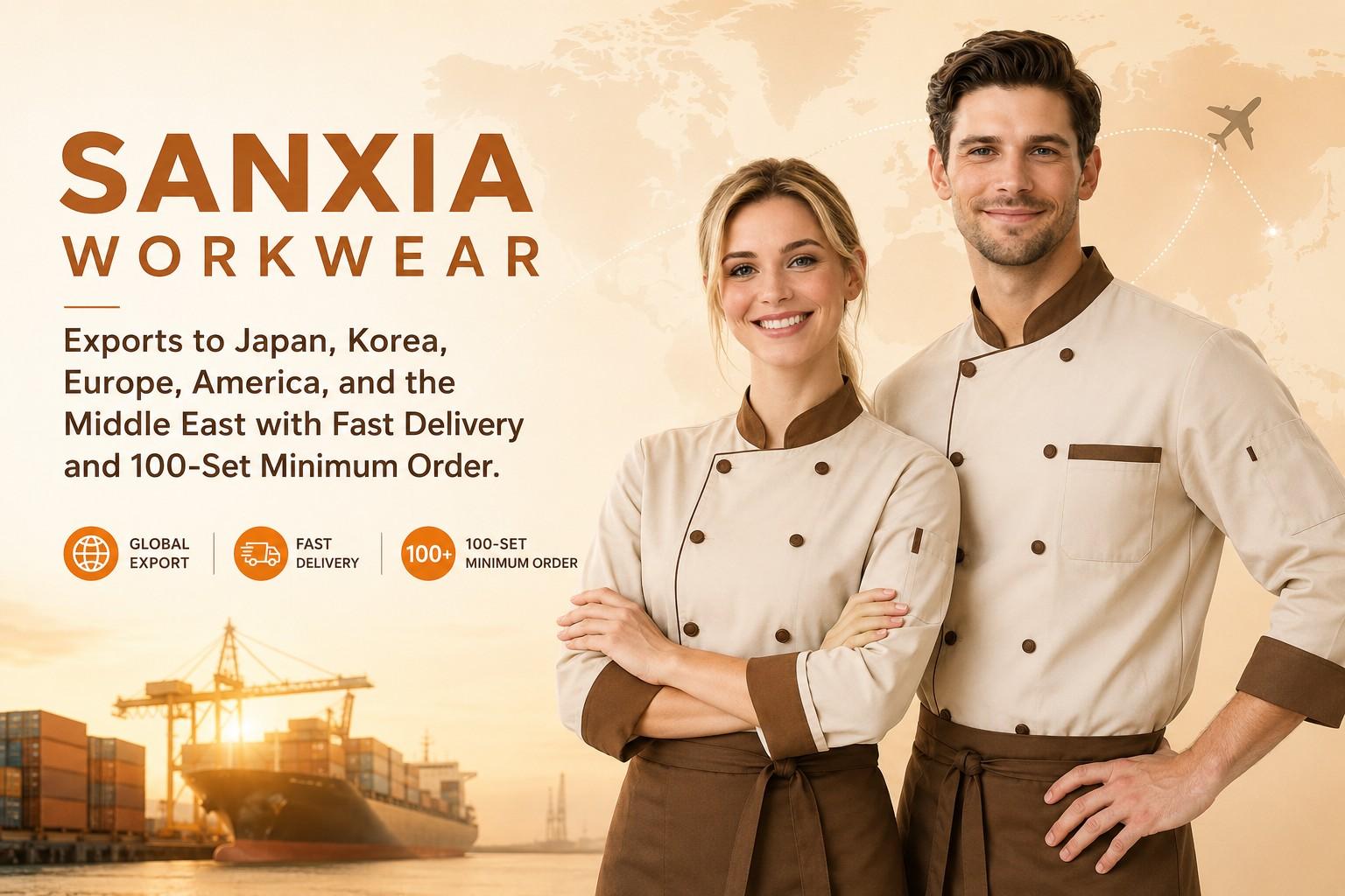 SANXIA WORKWEAR Exports to Japan, Korea, Europe, America, and the Middle East with Fast Delivery and 100-Set Minimum Order