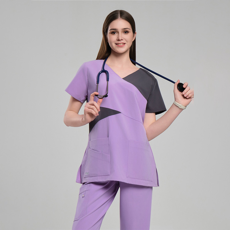 Purple Gray Sanxia Scrubs Women for Dental Offices