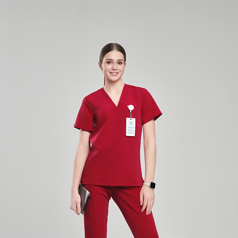 Red Sanxia Scrubs Women Set for Hospitals