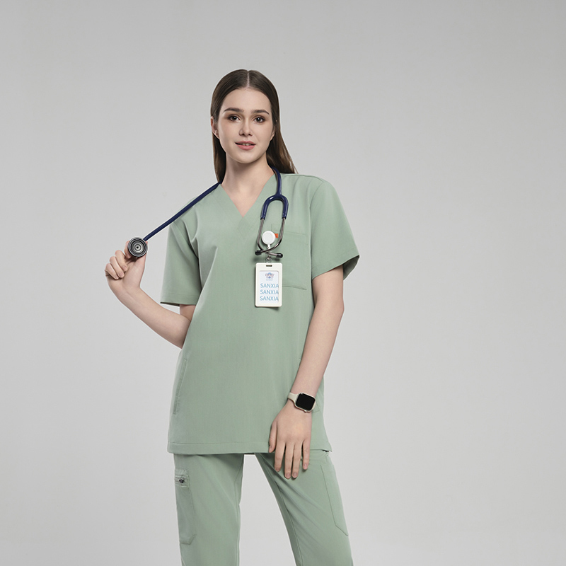 Women’s Sage Green V-Neck Scrub Top for Healthcare Teams