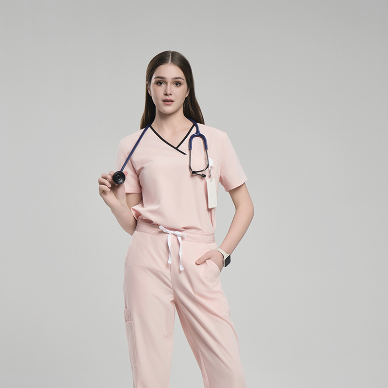 Women’s Light Pink V-Neck Scrub Top for Healthcare Teams