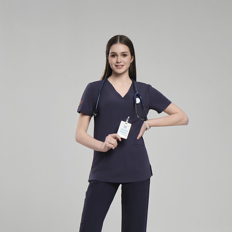 Women’s Dark Navy V-Neck Scrub Top for Healthcare Teams