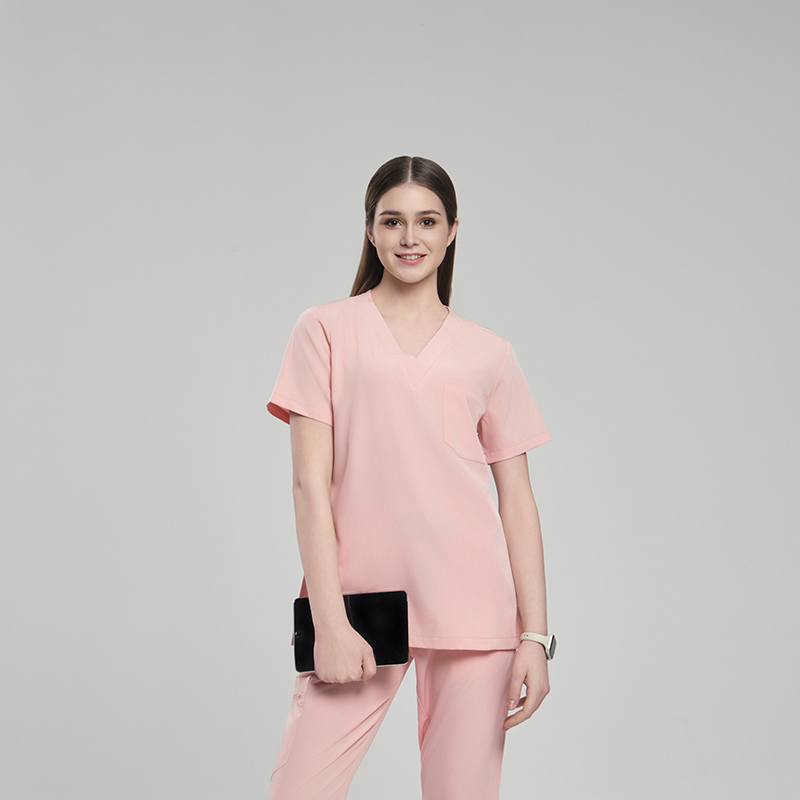 Women’s V-Neck Scrub Top and Pants Set Sanxia for Healthcare