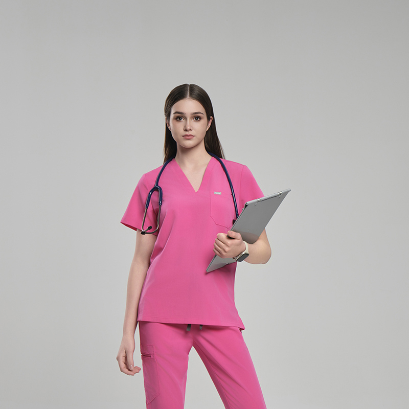 Rose Red Sanxia Scrubs Women Set for Hospitals