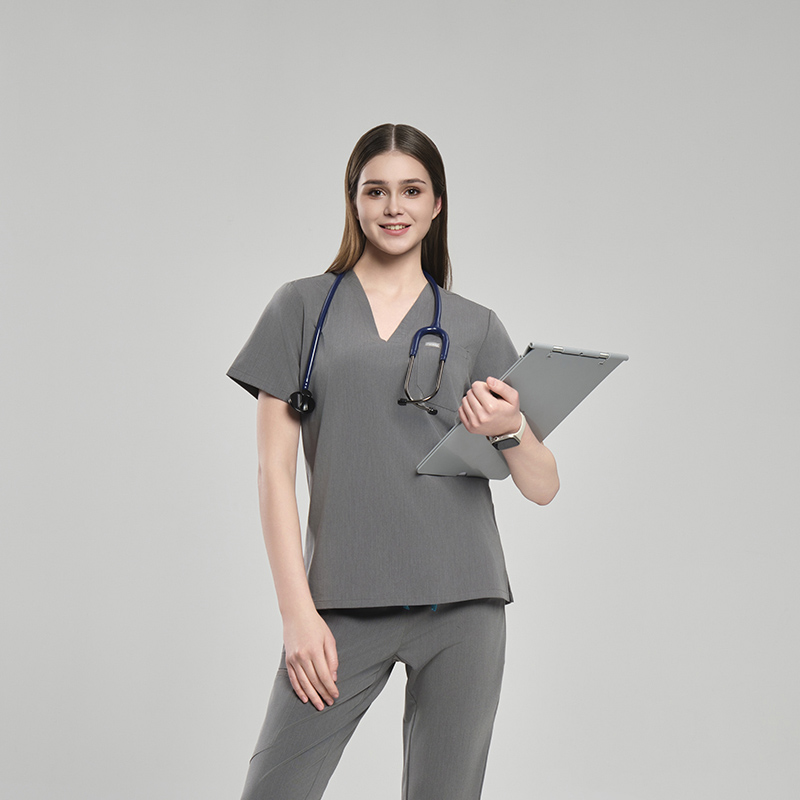 Gray Sanxia Scrubs Women Set for Hospitals