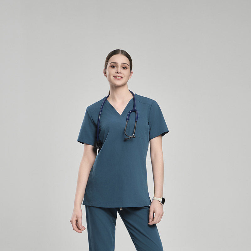 Teal Blue Sanxia Scrubs Women Set for Hospitals
