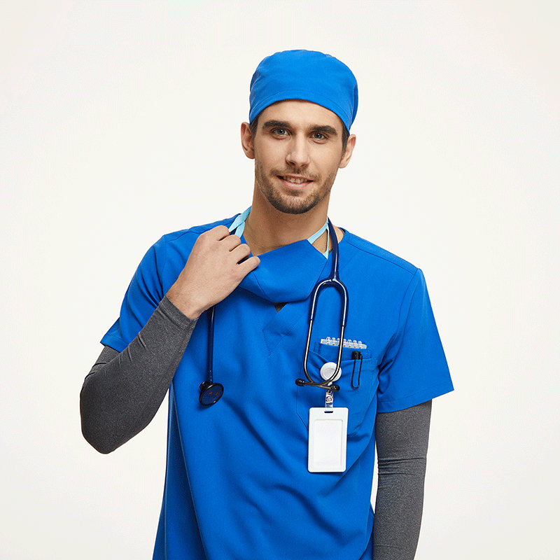 Men’s Blue Sanxia Scrub Set for Healthcare Teams