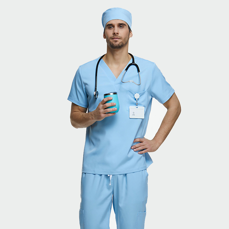 Men’s Light Blue Sanxia Scrub Set for Healthcare Teams