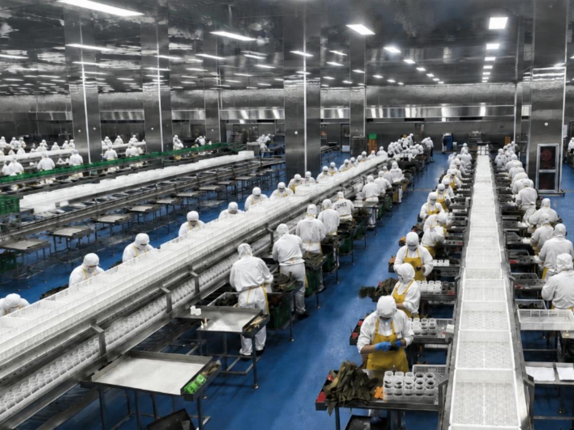 Sanxia Arbeitskleidung für die Lebensmittelindustrie in einem großen Lebensmittelherstellungsbetrieb