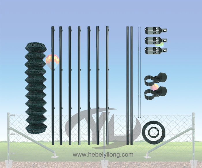 Chain link fence set PVC coated 