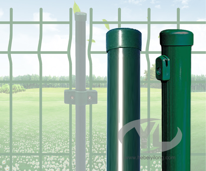 Metal round post for fence and wiremesh