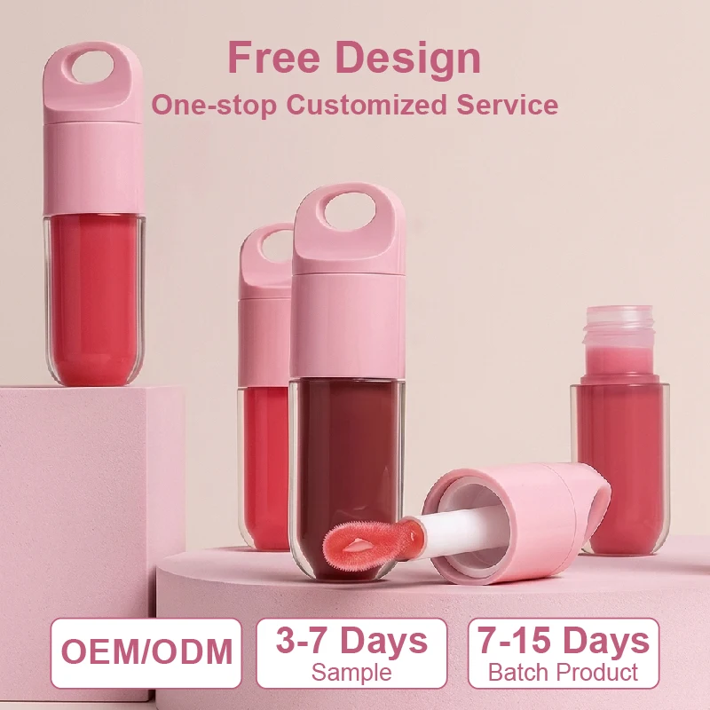 Custom Logo Vegan Herbal Lip Gloss Liquid Glossy Lip Glaze Lipstick Makeup Waterproof and Moisturizing Stain Lip Glow Oil