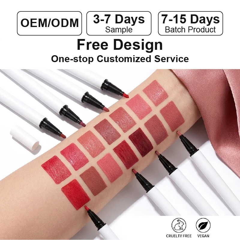 OEM Vegan Brown Lip Liner Pencil Custom Long Lasting Waterproof Smudge Proof Pigmented Private Label Vegan Lip Liner Pencil