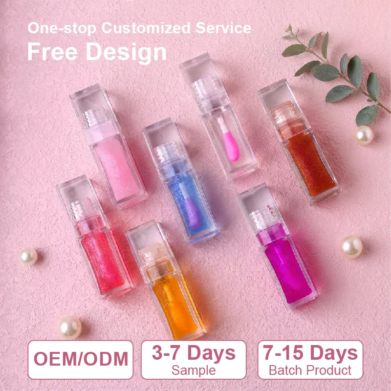 Custom Vegan Strawberry Pink Clear Fruit Plumping Private Label Private Label Lip Gloss Flavoring Oil Color Changing Lip Oil
