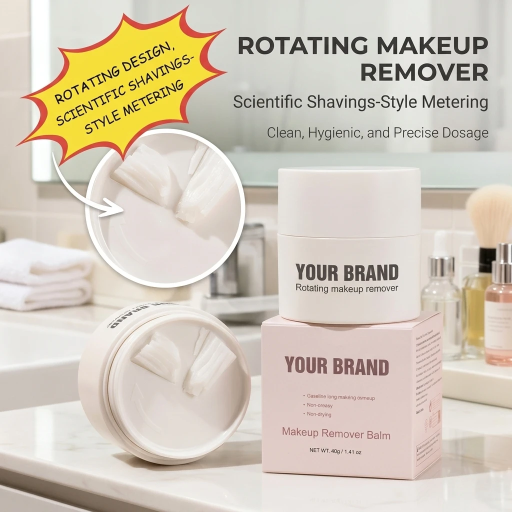 Custom Rotating No Touch Nourishing Makeup Remover Balm OEM ODM Moisturizing Face Care Vegan Cleansing Balm Makeup Remover Cream