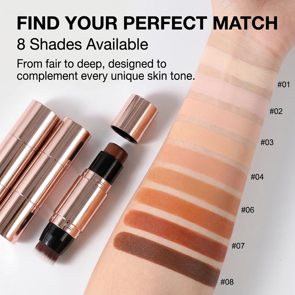 OEM Private Label Vegan Cruelty Free Waterproof Pink Cheek 2 in 1 With Brush Creamy Concealer Bronzer Blush Highlighter Sticker