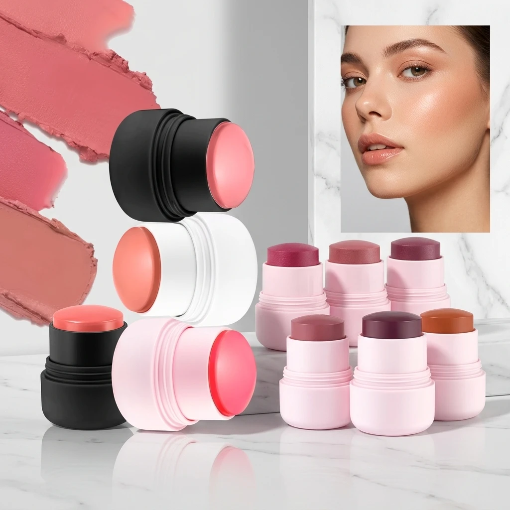 OEM Custom Makeup Vegan Cute Blush With Your Logo Cruelty Free Waterproof Daily Tinted Pink Cream Blush Stick Private Label