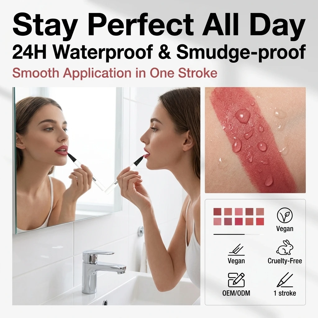OEM Vegan Brown Lip Liner Pencil Custom Long Lasting Waterproof Smudge Proof Pigmented Private Label Vegan Lip Liner Pencil