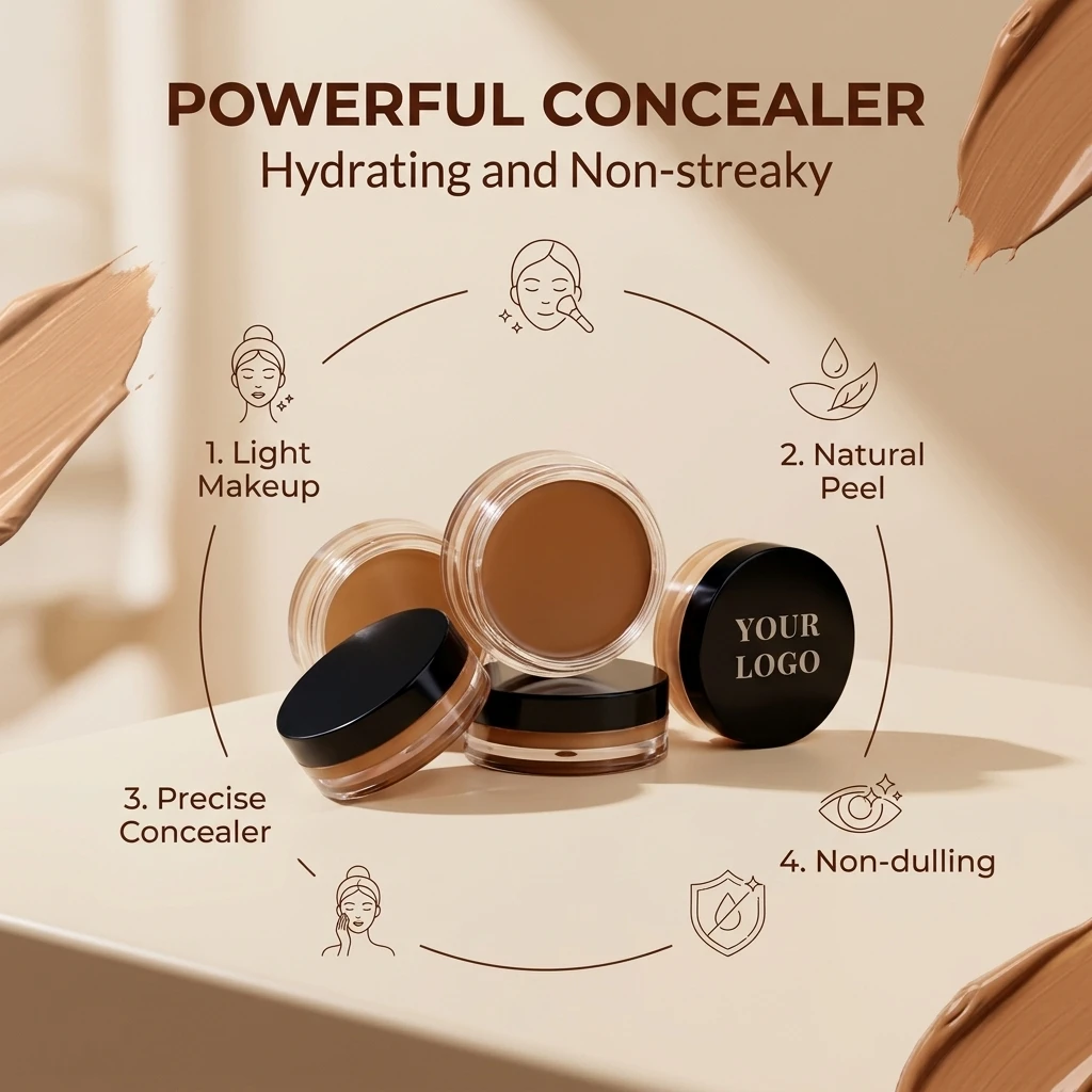 Private Label Cosmetics Face Natural Matte Full Coverage Vegan Waterproof Concealer Cream Creamy-textured Multi-shade Concealer