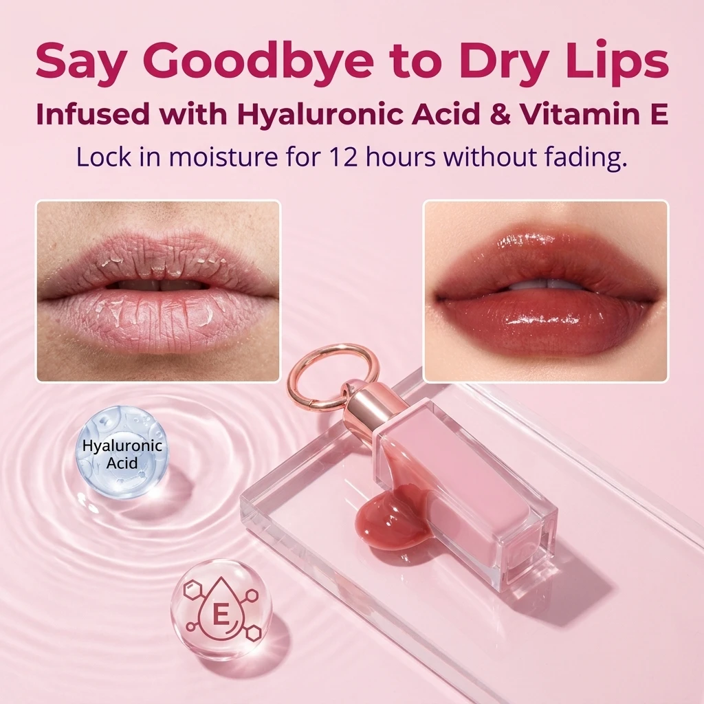 Custom Lip Gloss Moisturizing Lip Plumper with Keychain Glitter Lip Gloss Tinted Lip Plumper Oil Mineral-based Waterproof Makeup