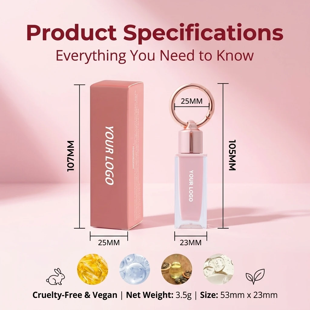 Custom Lip Gloss Moisturizing Lip Plumper with Keychain Glitter Lip Gloss Tinted Lip Plumper Oil Mineral-based Waterproof Makeup