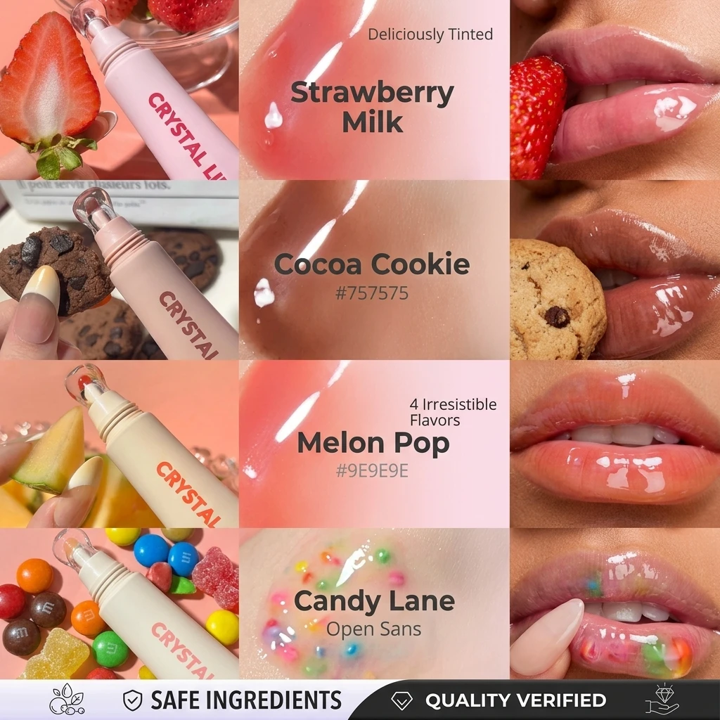 OEM Custom LipGloss Strawberry Cheesecake Candy High Shine Glosse Transparent Lipgloss Custom Cute Vegan Organic Lip Gloss