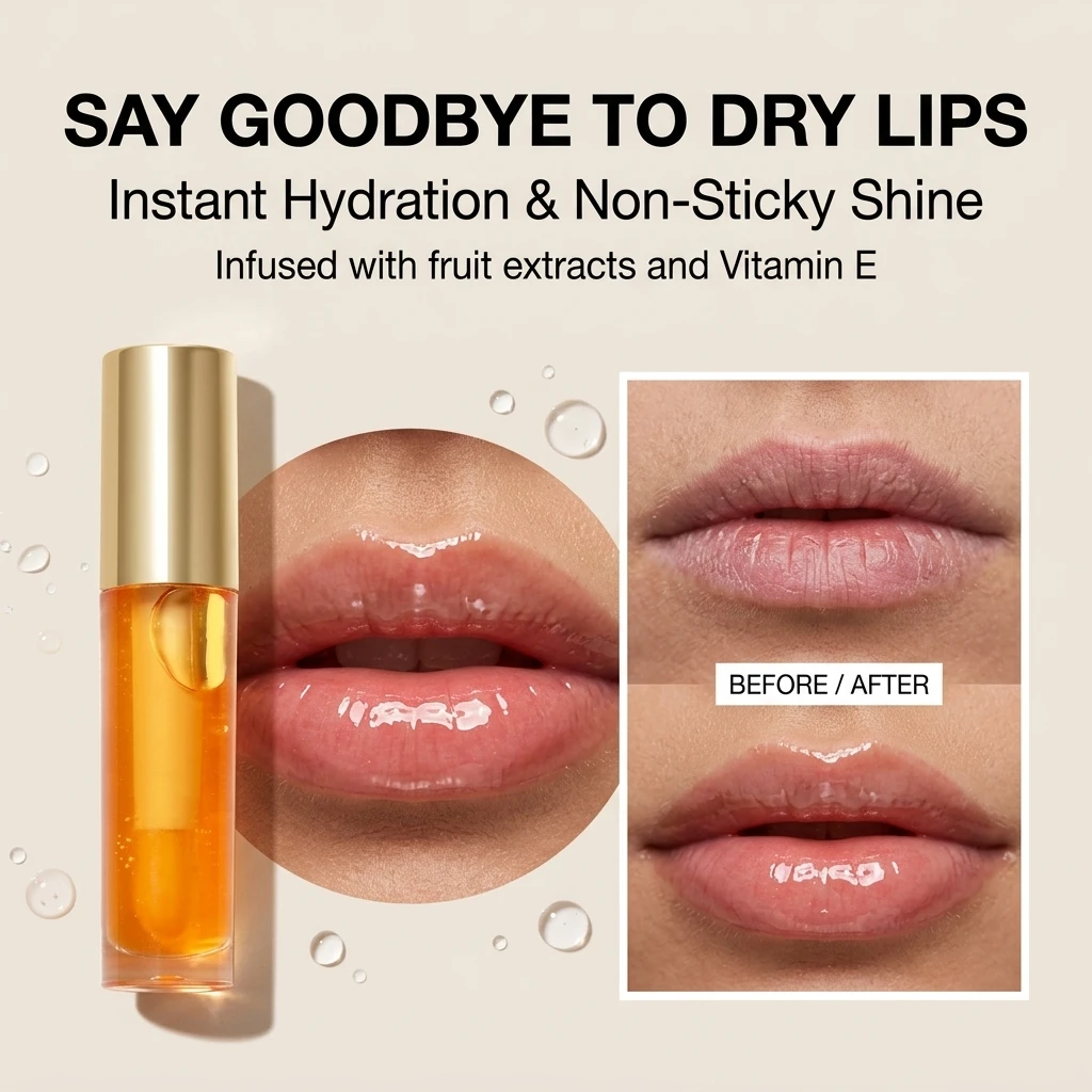 Custom 8 Color Moisturizing Fruit Clear Vegan Pink Lip Gloss Lip Plumper Flavoring Oil Fruit Tint Private Label Lip Oil Makeup
