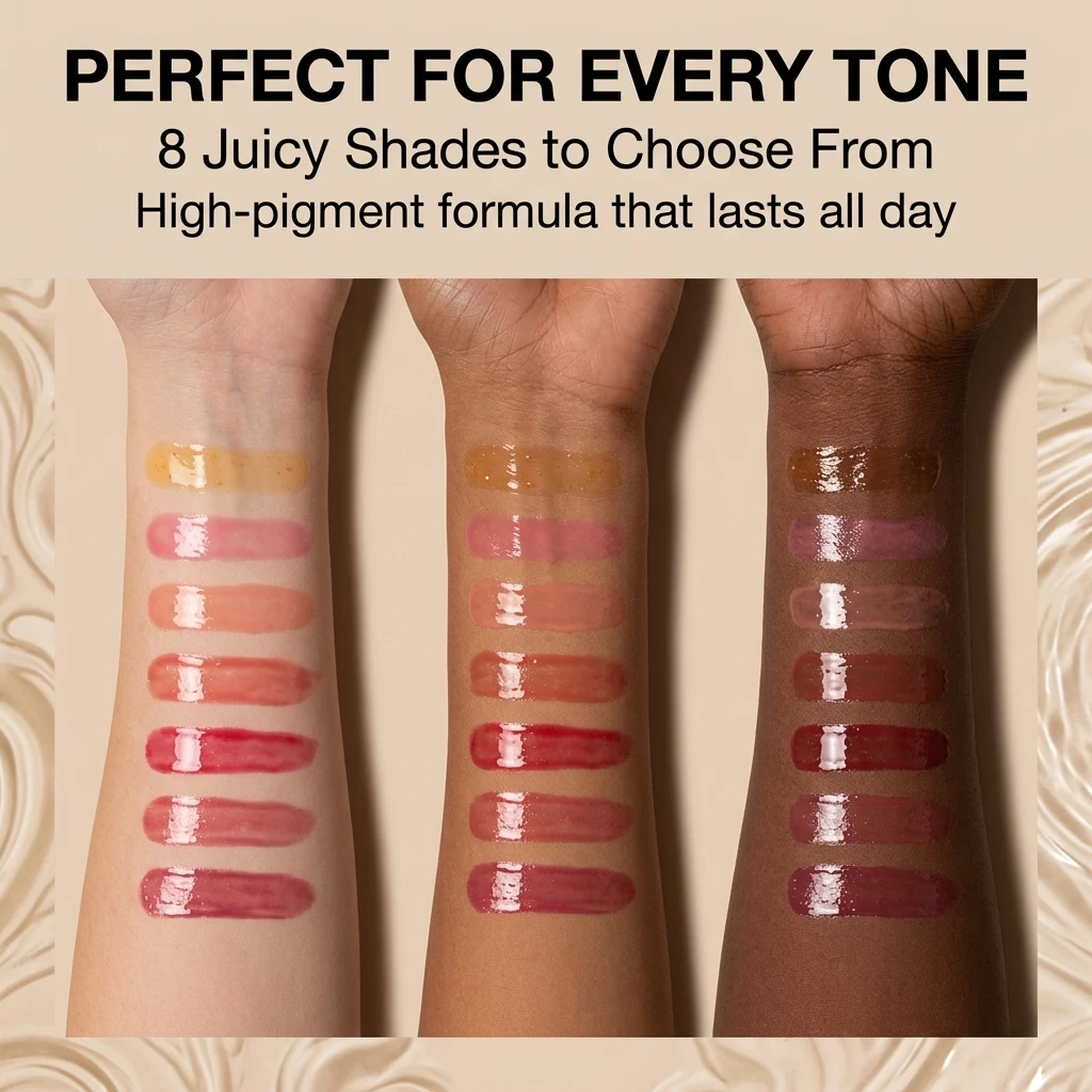 Custom 8 Color Moisturizing Fruit Clear Vegan Pink Lip Gloss Lip Plumper Flavoring Oil Fruit Tint Private Label Lip Oil Makeup