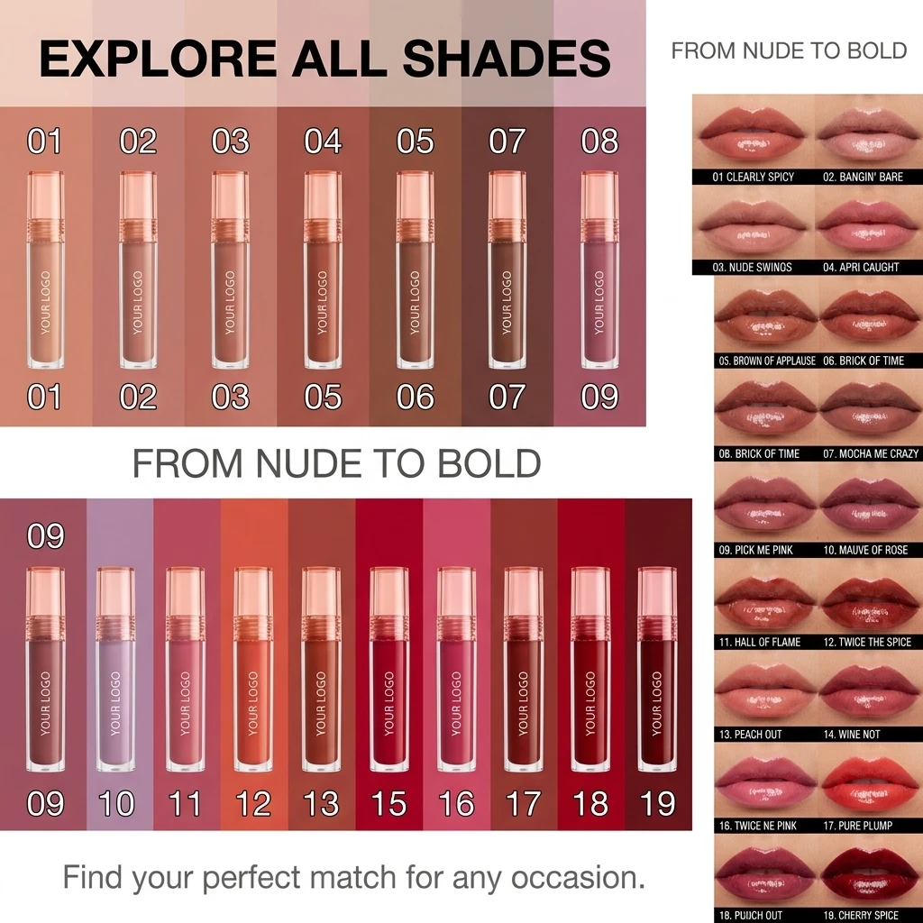 Customizable Private Label Lip Gloss High Shine Long Lasting Vegan Lipgloss Wholesale Custom Logo for Beauty Brands Lipgloss