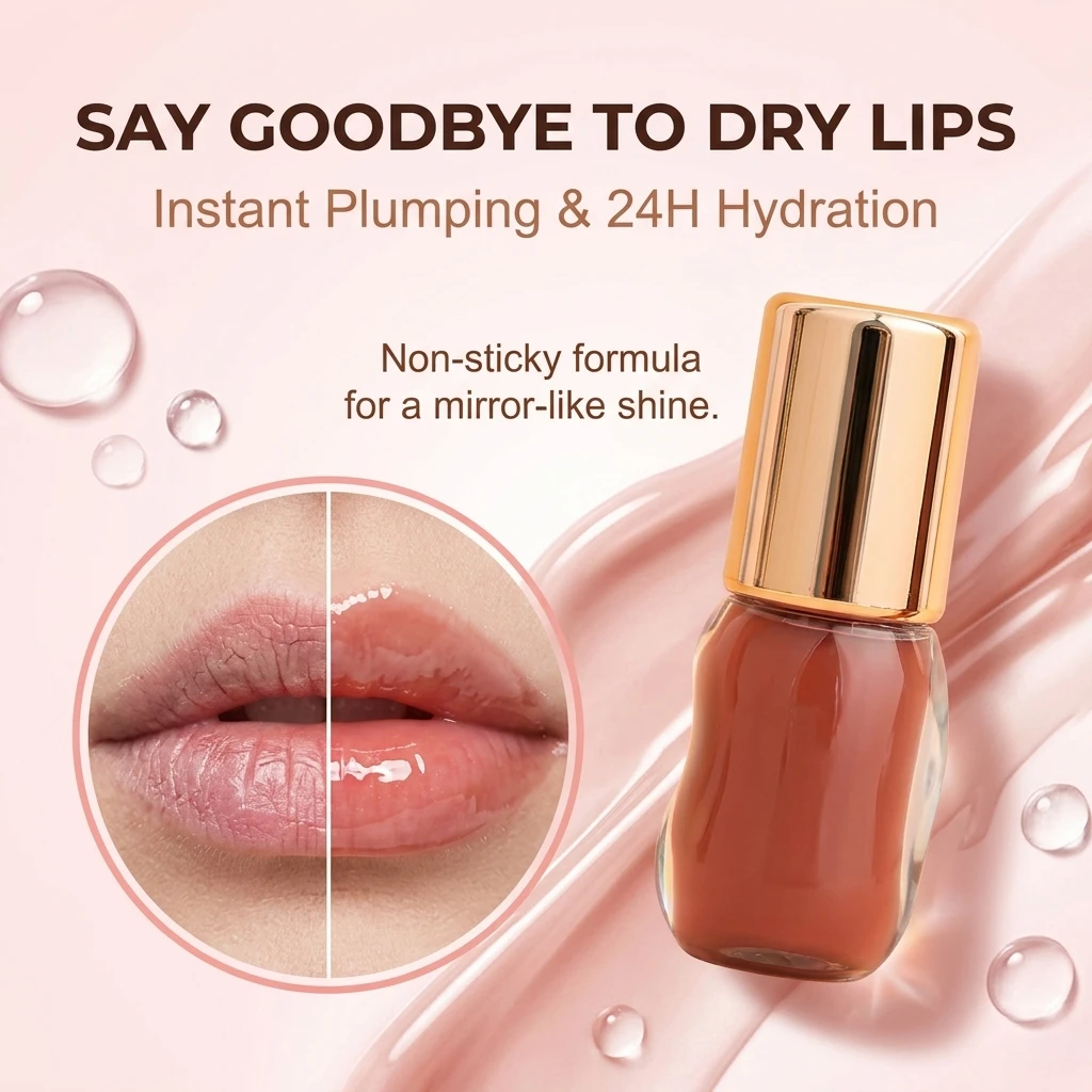 Custom Logo Lip Gloss Vegan Private Label Mineral Makeup Smooth Moisturizing Lipgloss Lasting Shining Plump Lips Gloss