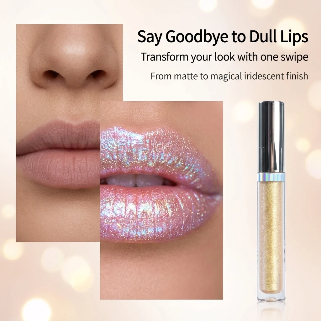 Private Label Customizable New Fashion Colors Cosmetics Pink Blue Holographic Mermaid Lip Gloss Vendor Lipgloss Lips Makeup