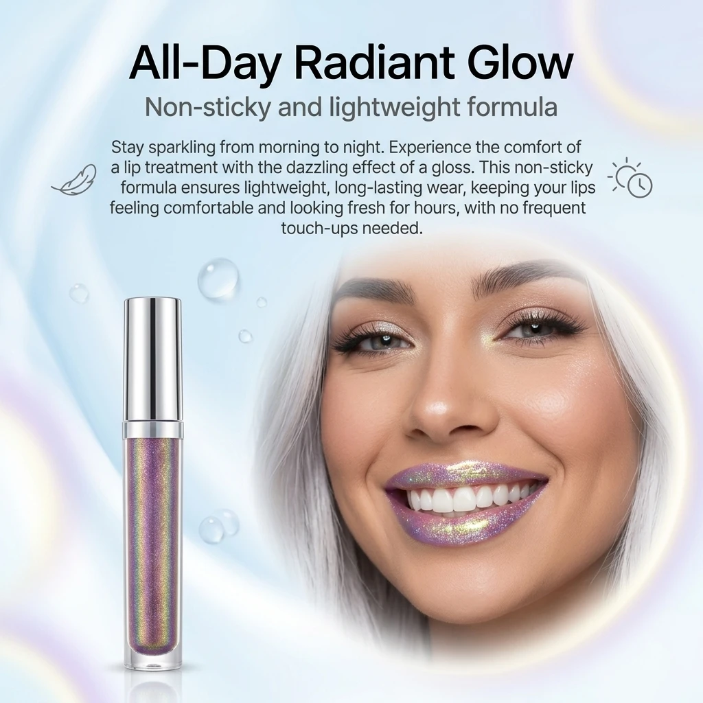 Private Label Customizable New Fashion Colors Cosmetics Pink Blue Holographic Mermaid Lip Gloss Vendor Lipgloss Lips Makeup