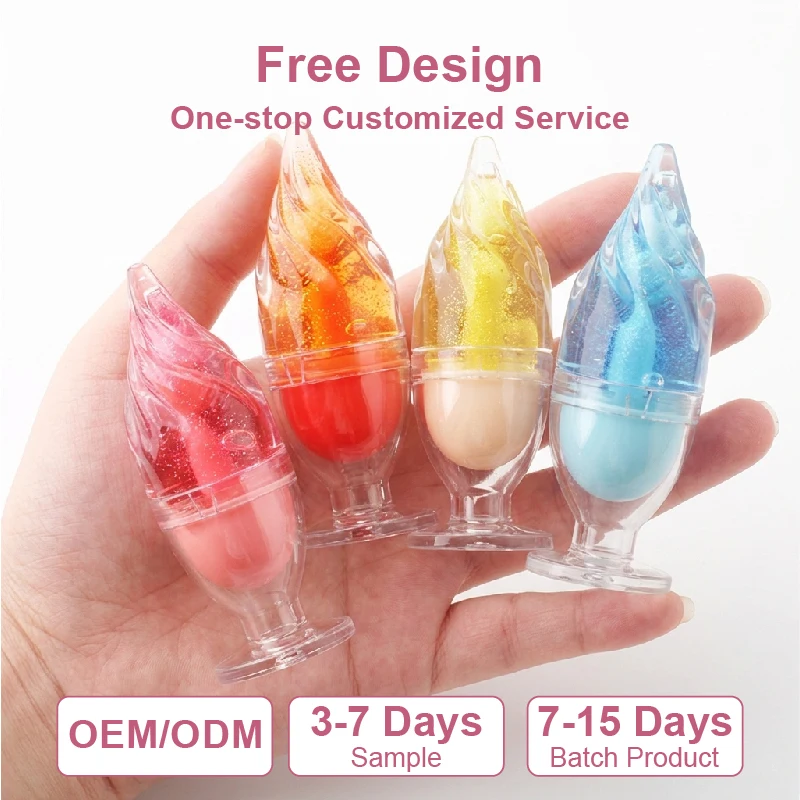 Custom Your Own Logo Vegan 3D Lip Gloss Long Lasting High Shine Hydrating Plumping Non-Sticky Moisturizing Glass-like Oil-Based