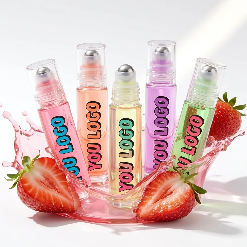 Customizable Logo Rolly Lip Gloss Classic Roller-Ball Design for a Cooling Sensation Hydrating & Moisturizing Shine Lip Gloss