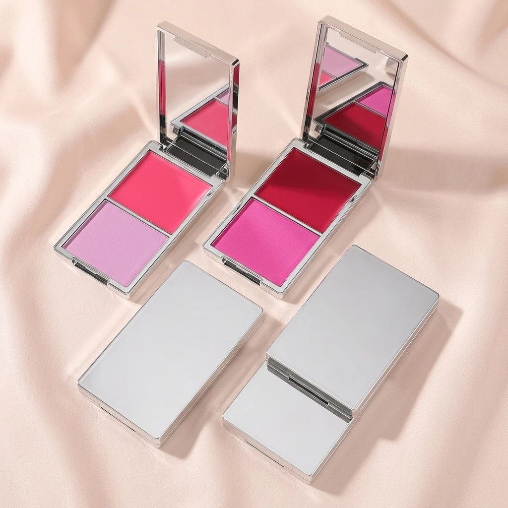 Wholesale Customizable Logo Cream Blush Palette Private Label Dual Color Blush Palette Waterproof Vegan Cheek Blusher Blush