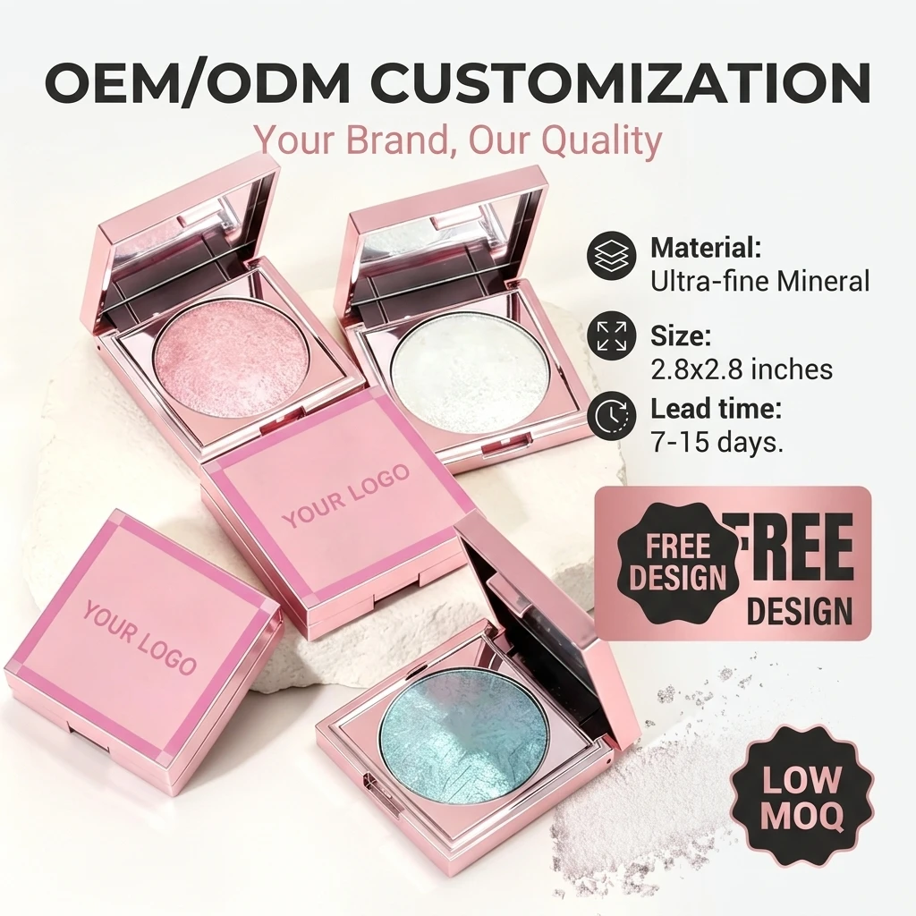 Factory Customizable Highlighter Face Makeup Diamond Glow Powder Private Label Shimmer Highlight Powder Body Highlighter