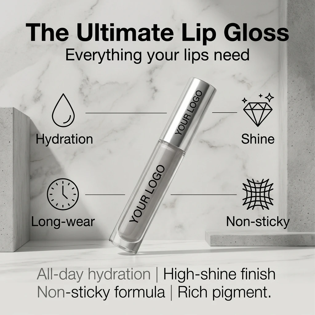 Factory Customizable Super Lustrous Non-Sticky Hydrating High Shine Finish Lip Gloss Vegan Private Label Lip Gloss OEM