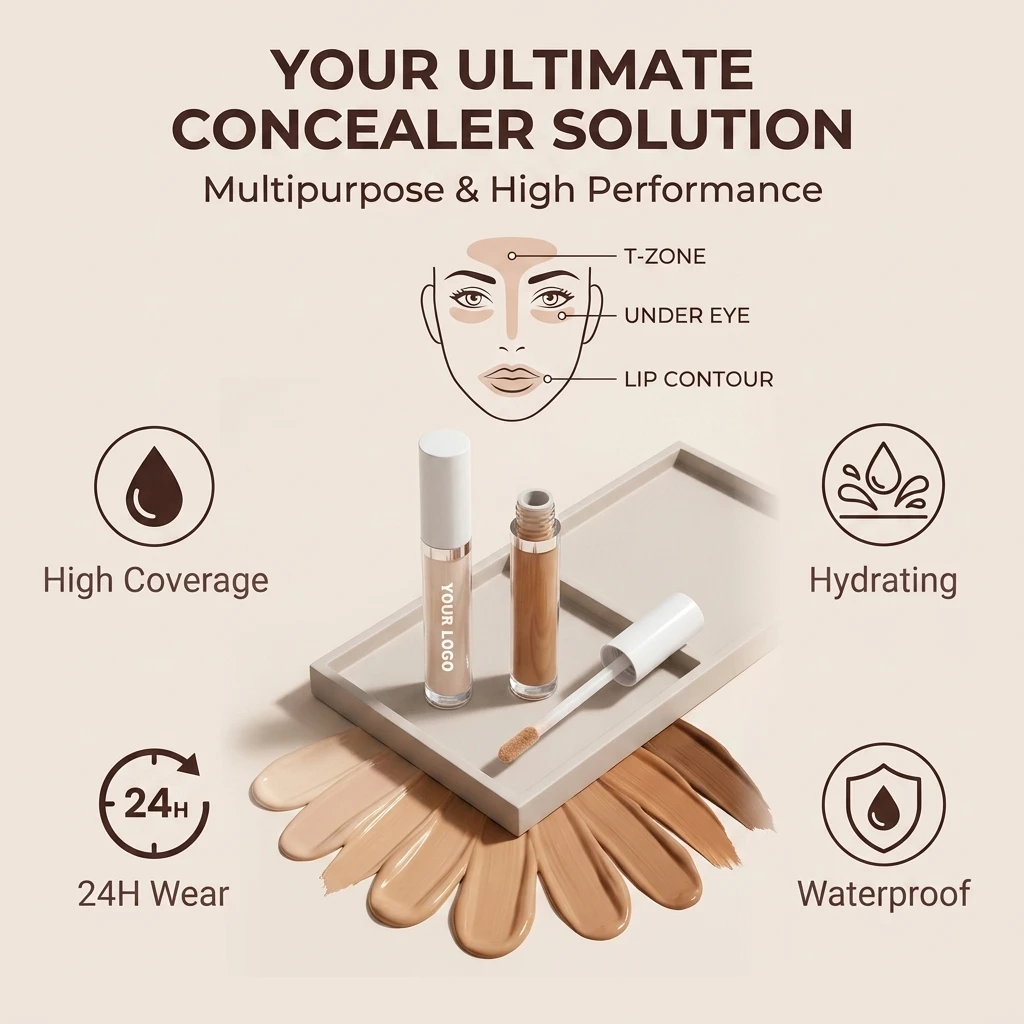 Makeup Concealer Wholesale Waterproof Natural Coverage Lightweight Conceals Private Label Custom Logo Concealer