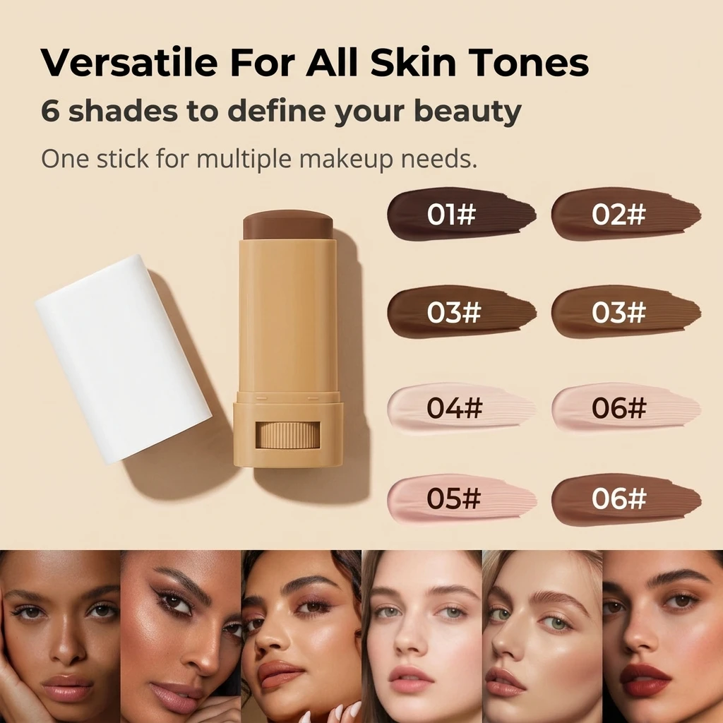Customizable Whitening 6-Color Concealer Vegan Powder Makeup for Face Custom Natural Nude Look Moisturizes Brightens Skin Tone