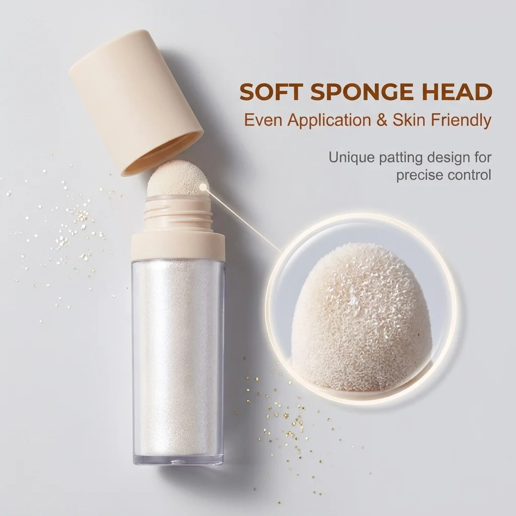 Custom Highlighter Stick Puff Highlight Powder Glitter Loose Powder Shimmering Powder for Party Eyes Face Makeup Highlighter