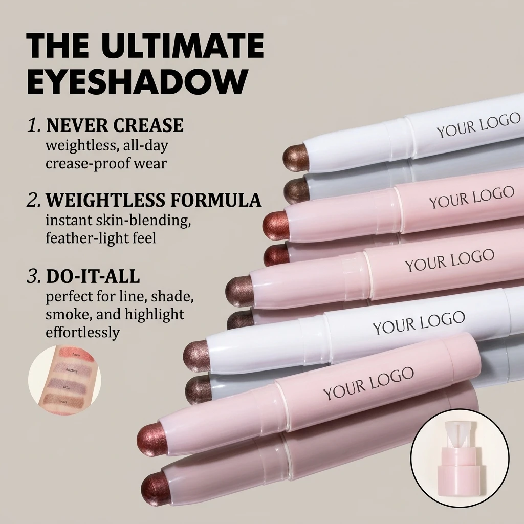Customizable OEM High Quality Makeup Eye Shadow Custom Private Label Long Lasting Pigment Multichrome Eyeshadow Stick