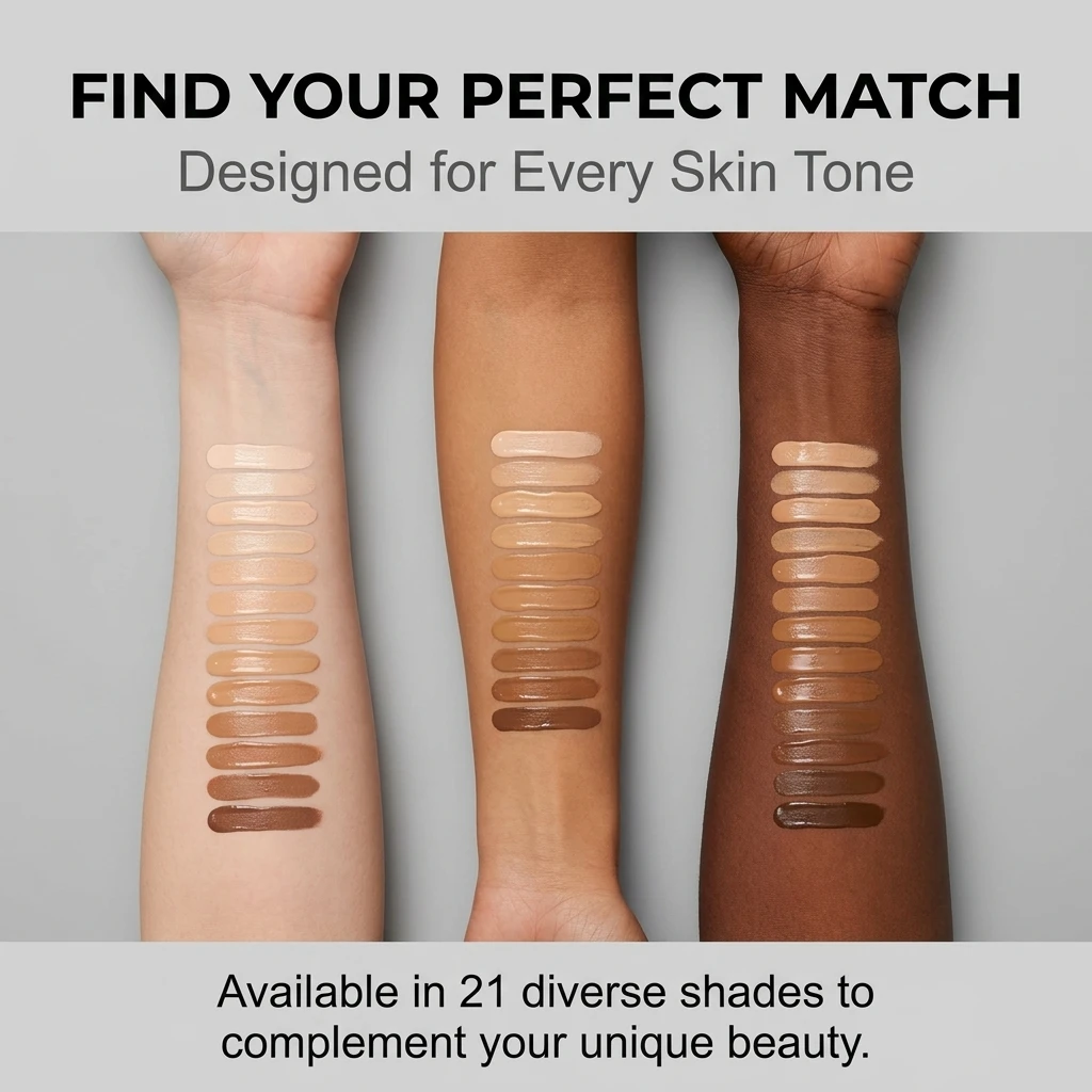 Customizable 3-in-1 Full Coverage Matte Waterproof Liquid Foundation SPF 18 Sunscreen All Skin Tones Hydrating Foundation