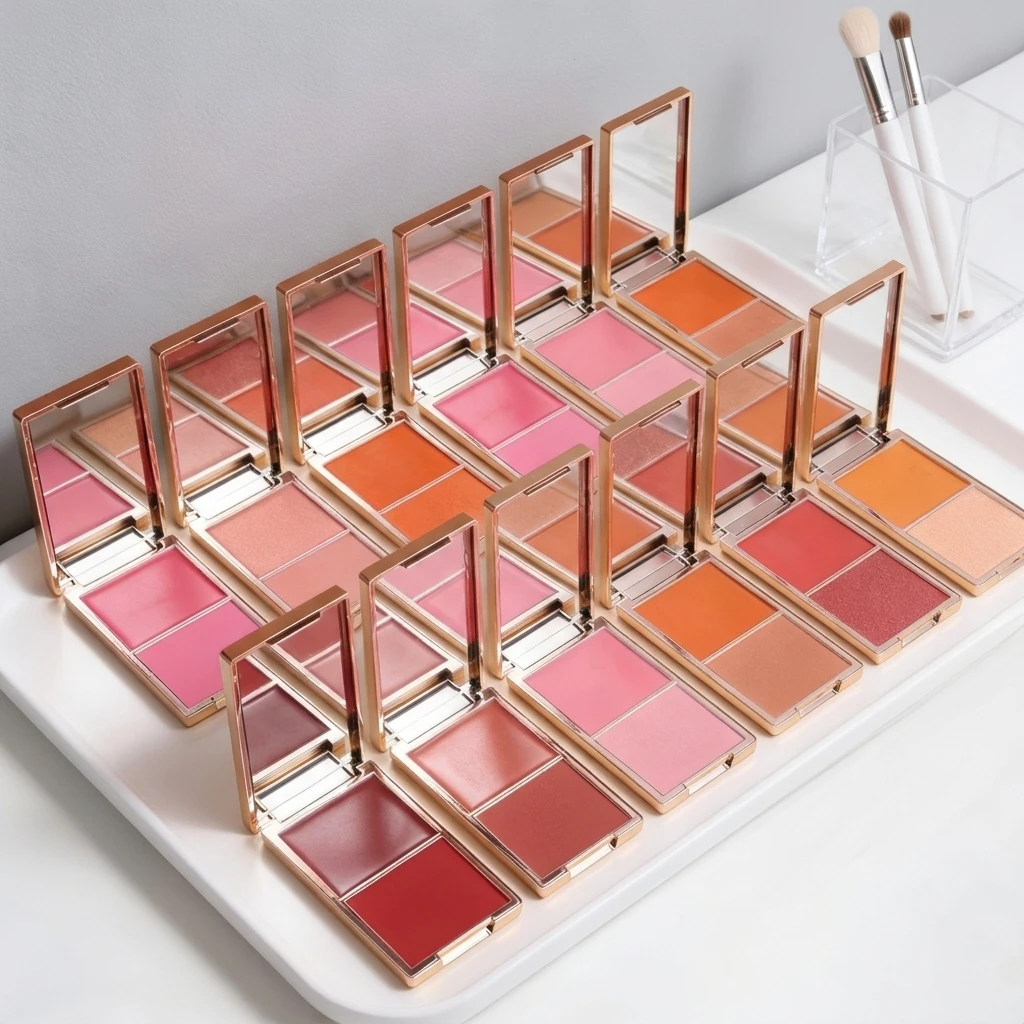 OEM 12 Color Cream Blush Private Label Waterproof Bronzer Powder Blush Personnaliser Long Wear Vegan Custom Makeup Blush Palette
